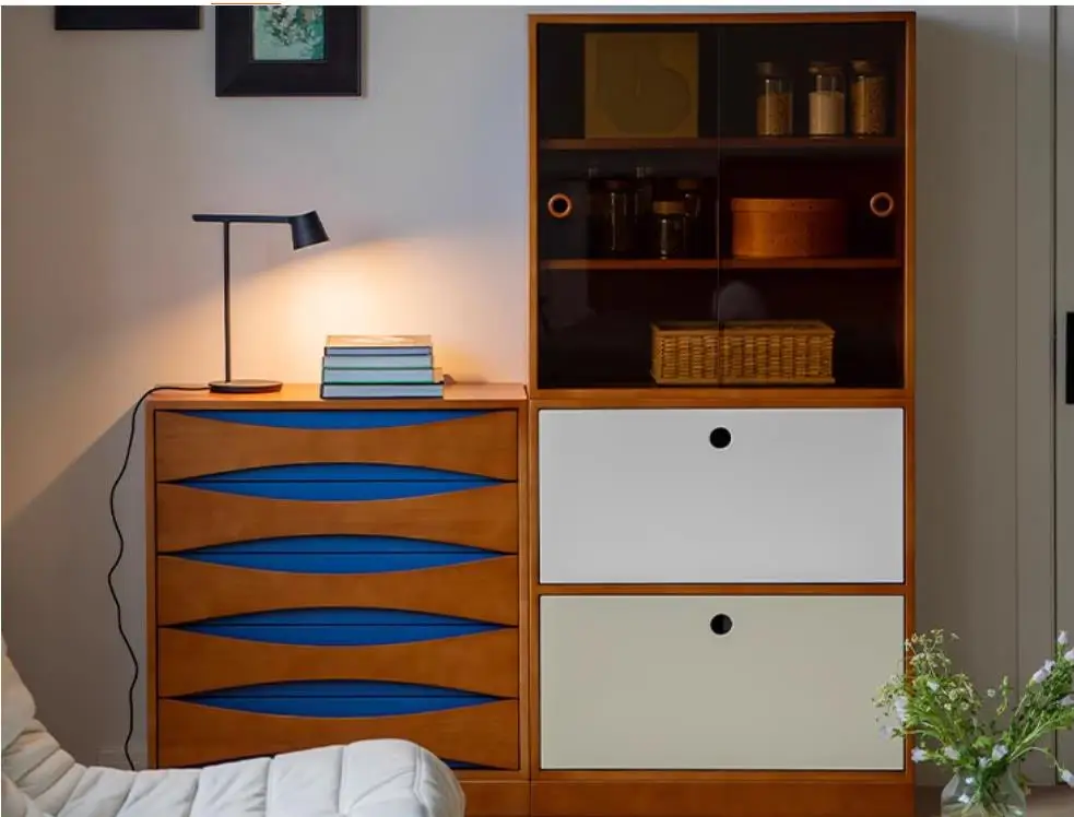 

XL1 modular combined cabinet solid wood medieval storage low cabinet bookcase multi-functional cabinet