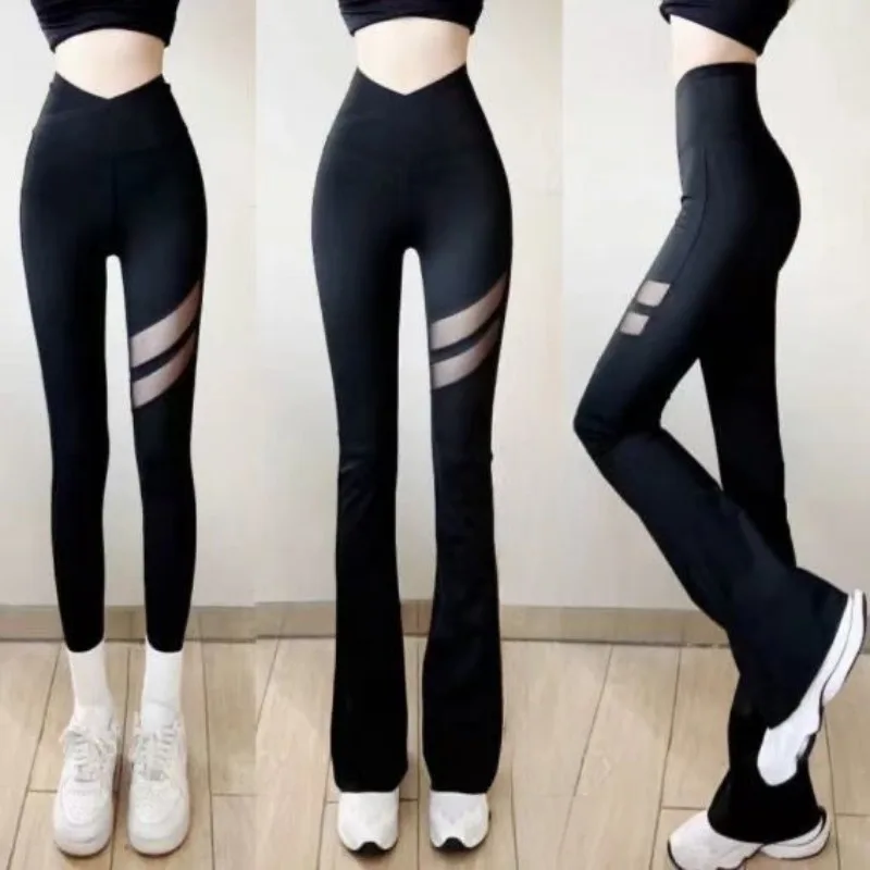 Primavera Autunno Air Vent Pantaloni da yoga Donna Vita alta Pancia Sollevamento anca Corno Pantaloni squalo Mostra alta sottile Indossare Leggings sottili XT1460