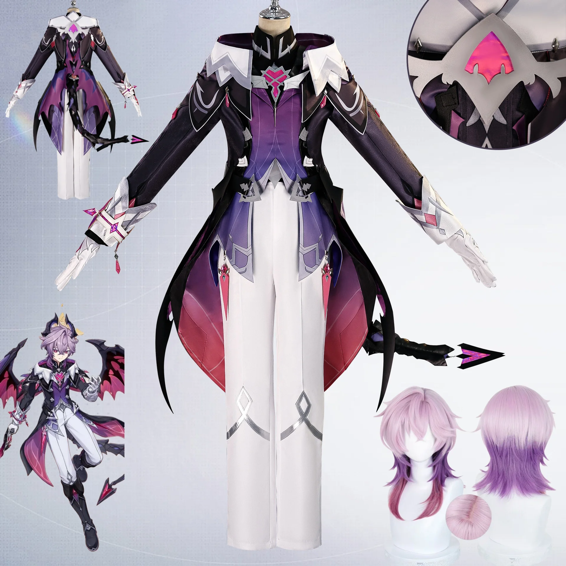 دورين تأثيري لعبة جينشين تأثير زي شعر مستعار هالوين كرنفال ملابس الحفلات