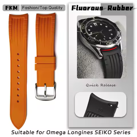 Quick Release Natural Rubber Watch Strap for Omega SEIKO Breitling IWC Oris Jaeger LeCoultre 19mm 20mm 21mm 22mm FKM Watchband