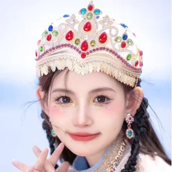 Colored Headwear with Ethnic Characteristics Eastern Star Rhinestone Masonic Crowns and Earrings Sets