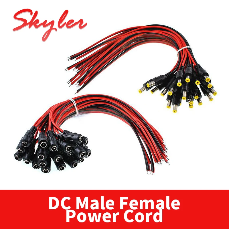 5/10/20/30Pcs 12V DC Connectors Male Female Jack Power Pigtail  Cable Wire Adapter Plug Power Supply 5.5*2.1mm For Cctv Camera