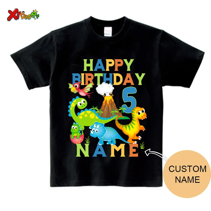 Birthday Family Dinosaur Shirts Matching Outfit Party Custom Name T-rex Tshirt Baby Onesie Gift Black Birthday Outfits for Boys