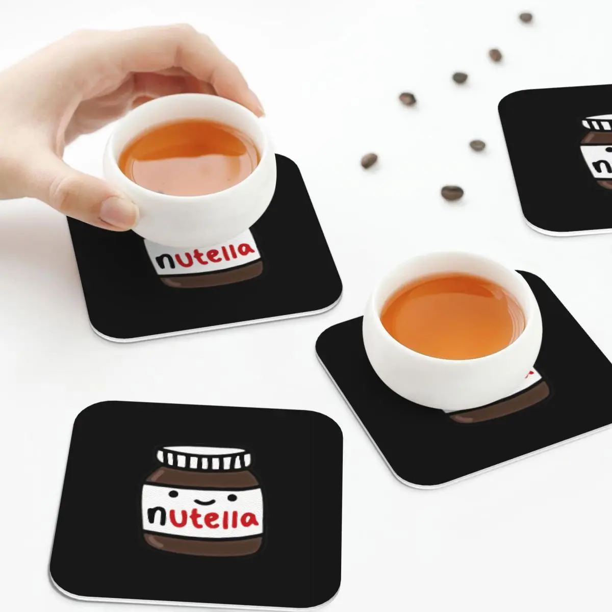

Подставки Nutella, кухонные салфетки, водонепроницаемые изоляционные коврики для чашек, кофейные коврики для декора, домашняя посуда, подушечки, набор из 4 шт.