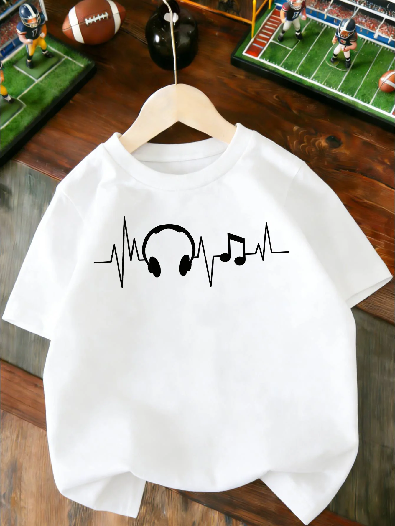 Minimal Note Headset Pulse Music Lover Graphic T Shirt Boys Girls Casual Short Sleeve Tee Family Matching Kids Cotton Tops