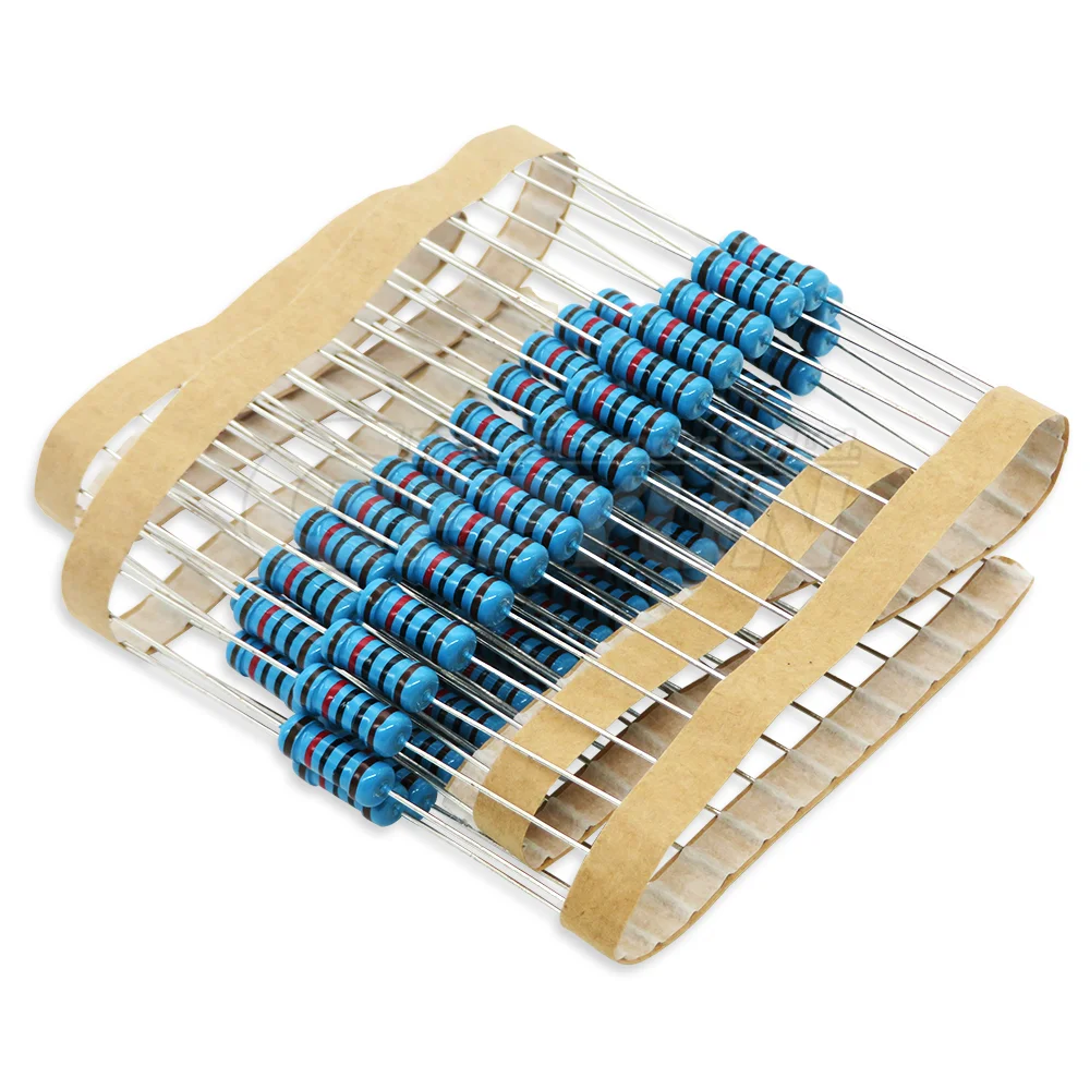 Bộ 50 1W Kim Loại Phim Điện Trở 1R ~ 1M 1% 2R 10R 22R 47R 100R 330R 1K 4.7K 10K 22K 47K 100K 330K 470K 1 2 10 22 47 100 330 Ohm