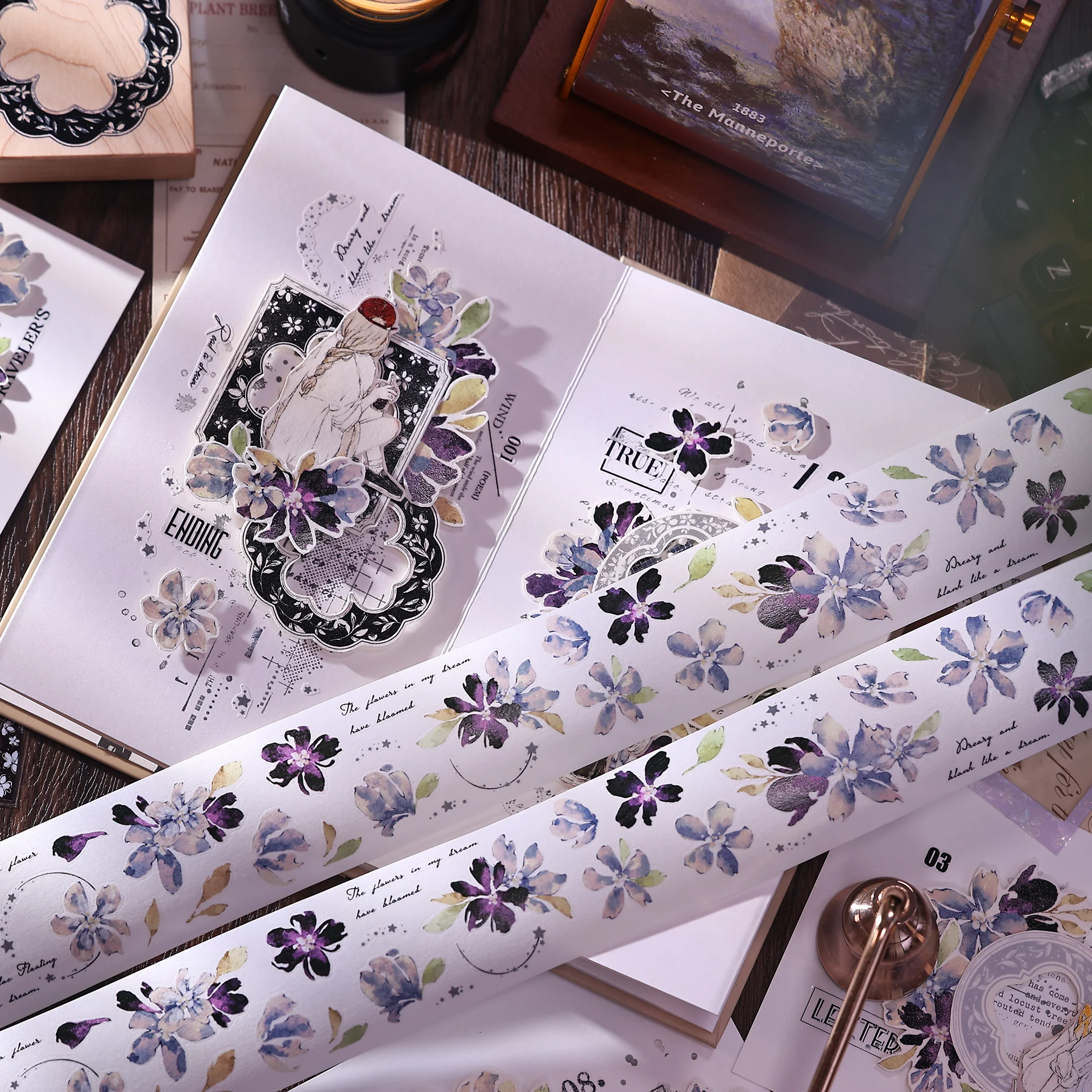 45 مللي متر * 6 متر خمر حلم زهرة المشهد PET الشريط الإبداعية DIY مجلة المواد الكولاج سجل القصاصات القرطاسية