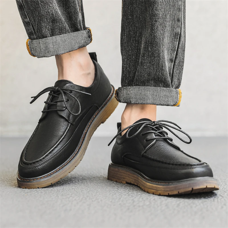 

Platform Spring Casual Genuine Leather Loafer Shoes Men Soft Trends Nightclub Shoes Man Moccasins Footwear for Man Fashion Flats