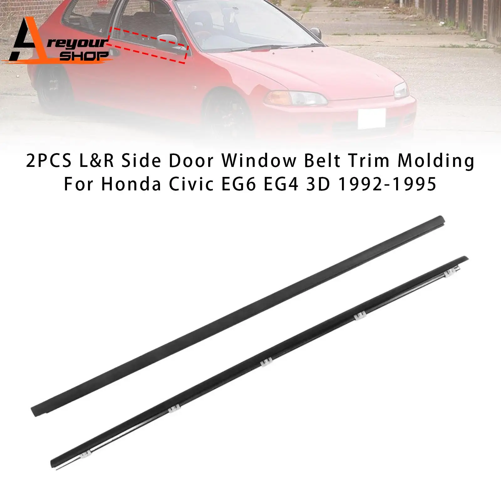 2 шт. L & R боковая дверь, оконный ремень, накладка для Honda Civic EG6 EG4 3D 1992-1995 гг.