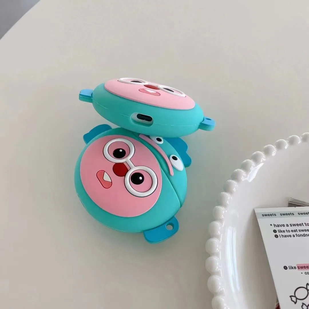Capa protetora do fone de ouvido, óculos dos desenhos animados, peixe palhaço, Bluetooth, Earbuds Charging Box, Airpods Pro 1, 2, 3