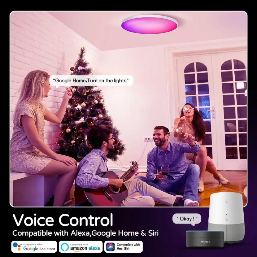 Tuya Smart Zigbee 3.0 Потолочный светильник Wi-Fi RGB Пульт дистанционного управления Alexa Google Voice APP Диммируемая спальня Декор комнаты Светодиодный потолочный светильник