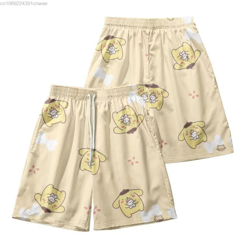 Sanrio-pantalones cortos de Hello Kitty para hombre, Shorts de playa de gran tamaño, ropa de calle Yk2, pantalones cortos de baloncesto, pantalones