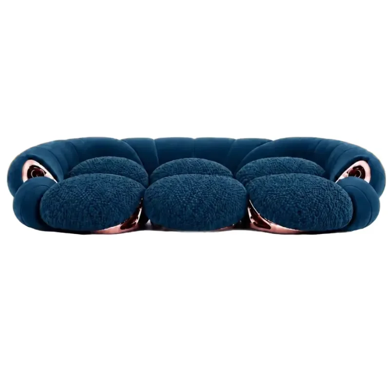 Light Luxury Curved Three Seater Fabric Sofa for Living Room Villa Mansion Large Flat Designer Art Style