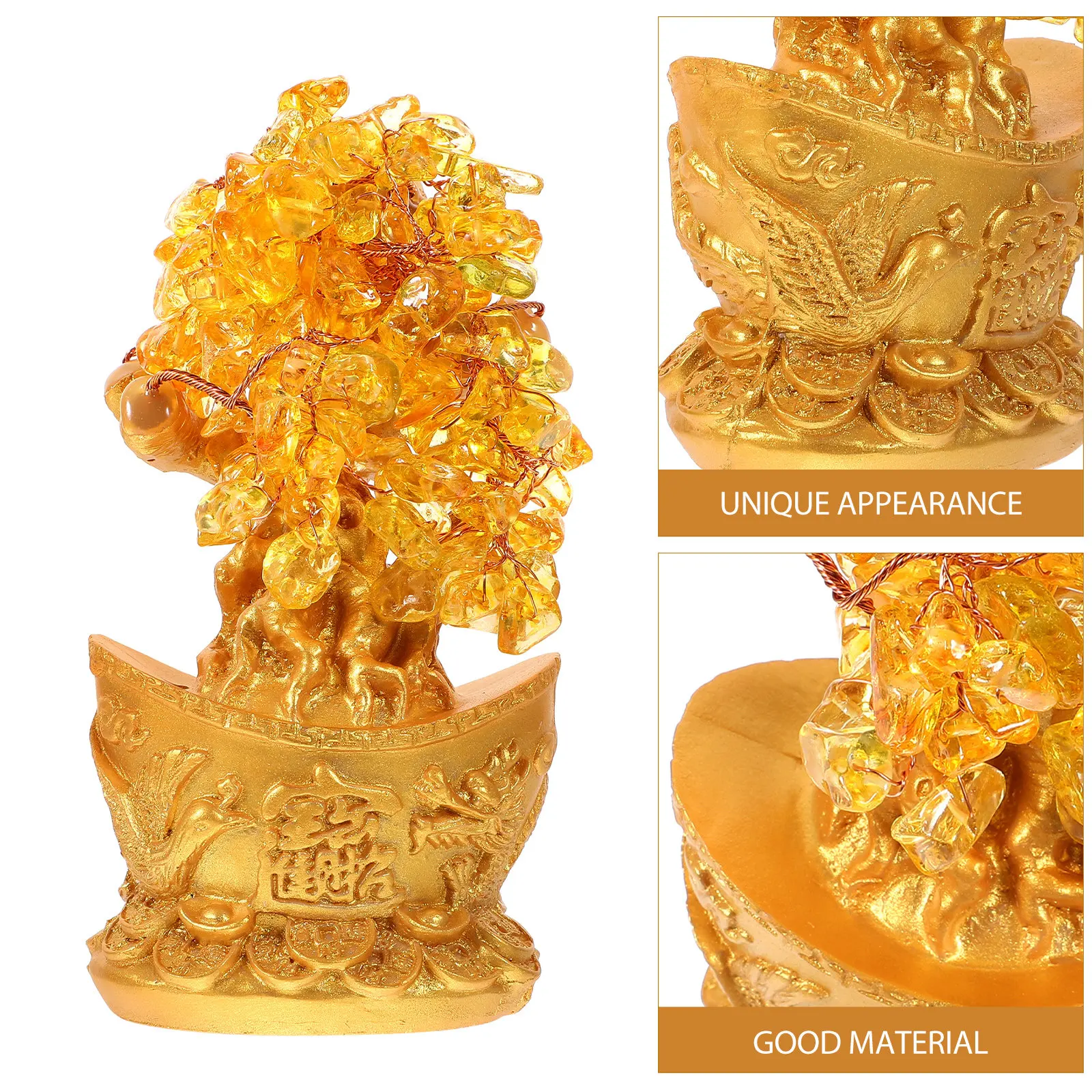 Crystal Fortune Tree Statue Bonsai Design Premium Money Tree Desktop Ornament Home Decor Gift Photography Prop