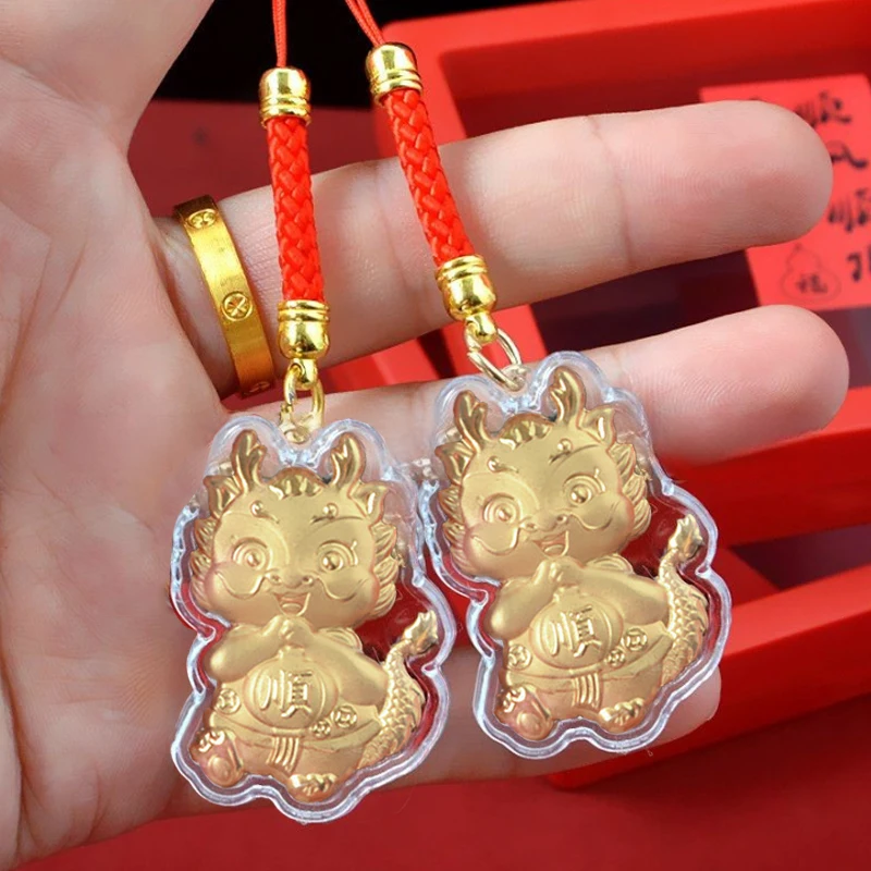 2024 Year Of The Dragon New Cartoon Dragon Phone Chain Lucky Mobile Phone Keys Cord Chain Cute Lanyard Keychain