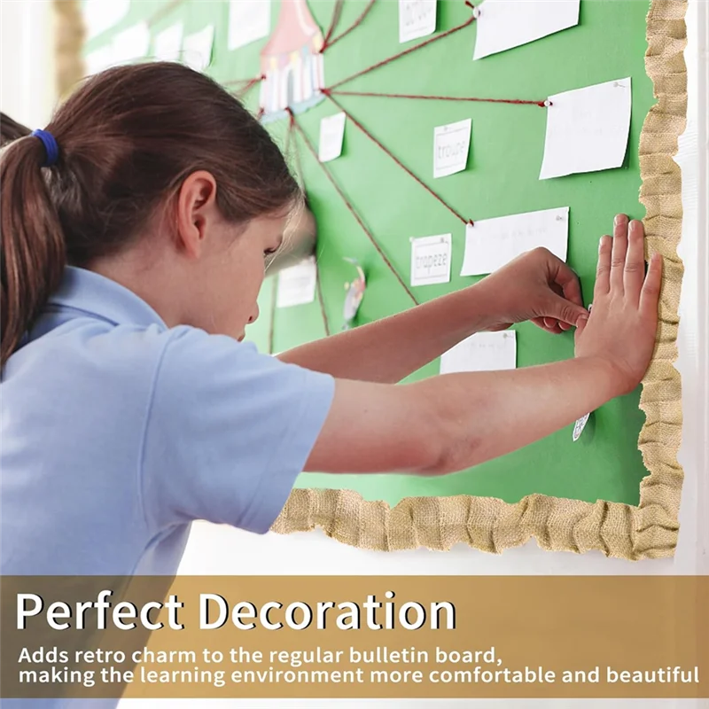 ABSS-6 Rotoli Bordi per bacheca con volant Bordo per bacheca in tela - Bordi decorativi in tela con volant fai-da-te Artigianato