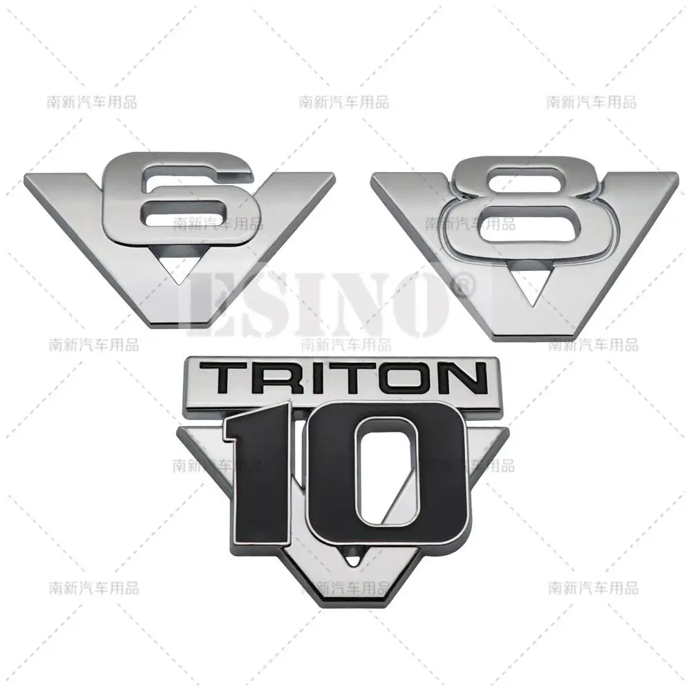 Car Styling 3D V6 V8 V10 Triton Metal Zinc Alloy RearTrunk Fender Adhesive Badge Body Tailgate Emblem For  Ford F250 F650 F750