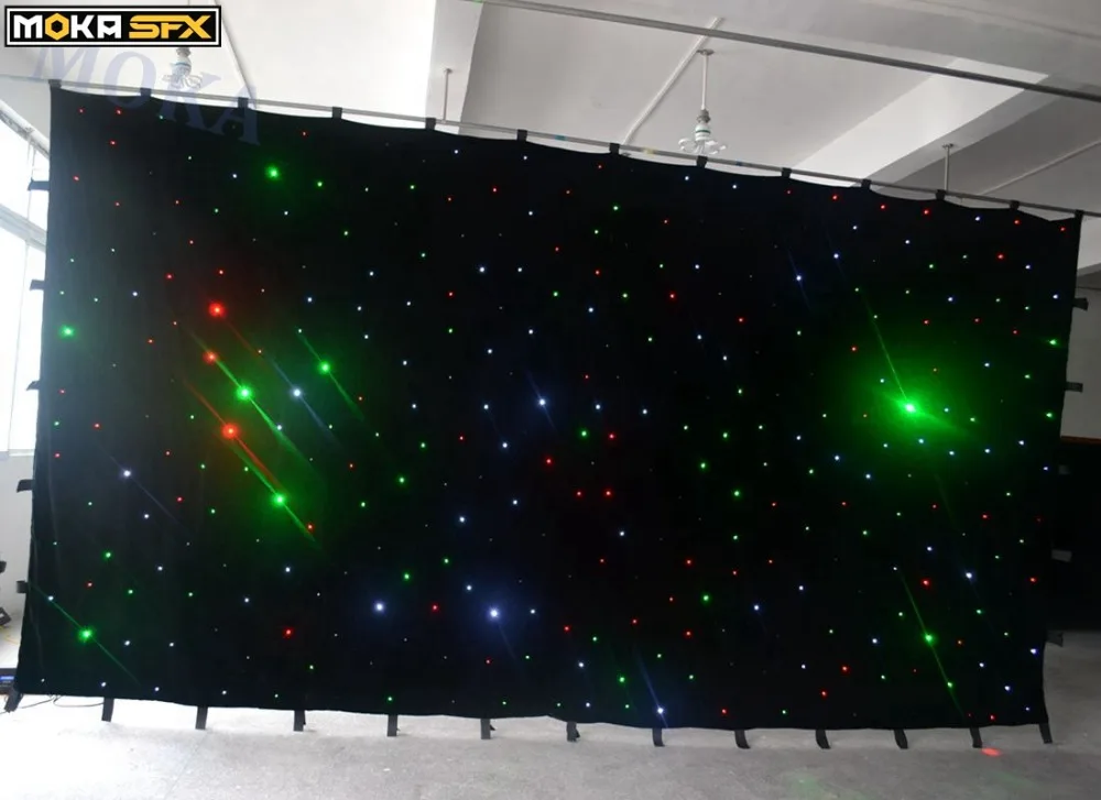 

3 in 1 RGB LED Star Curtain wall Fireproof LED Curtain Cloth SMD High bright stage background Cloth make all size