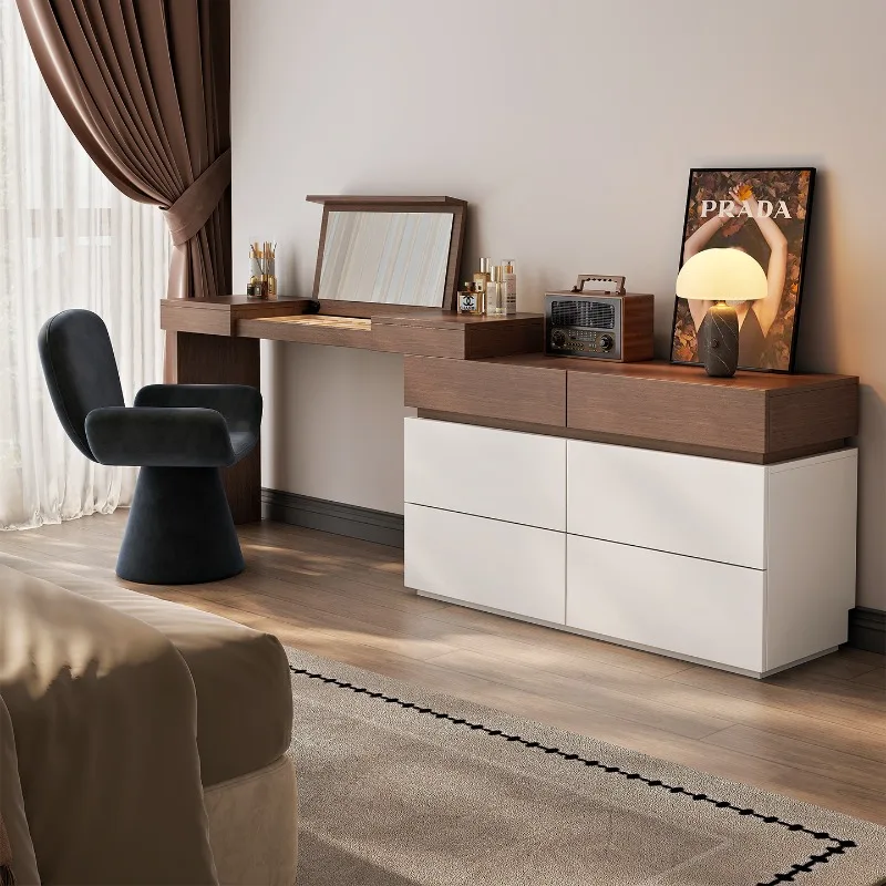 Chest integrated bedroom modern minimalist makeup table hidden mirror