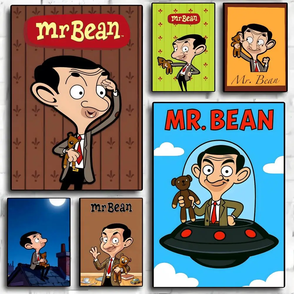 Mr.Bean Cartoon Comedy Poster Self-adhesive Living Room Bedroom Party Bar Decor Moisture-proof Fade-resistant