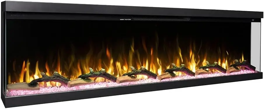 Modern Ember Skyline 72 Inch Linear Multi-Sided 3D Wi-Fi Smart Electric Fireplace - 1,000+ Flame & Ember Bed Color