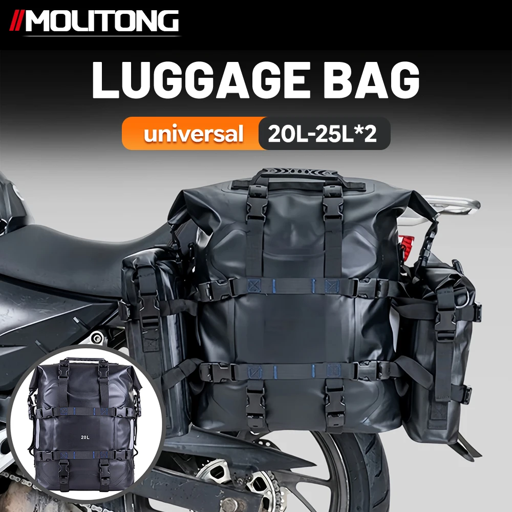 Motorcycle Saddle Bags 20L-25L x2 Waterproof TPU Side Luggage Bag Universal Panniers for Adventure Touring Off-Road