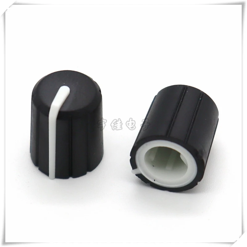 10-100PCS 11.5*14mmblack rubber knob half handle D-shaped inner hole 6mm potentiometer adjustment 180 ° indicator knob