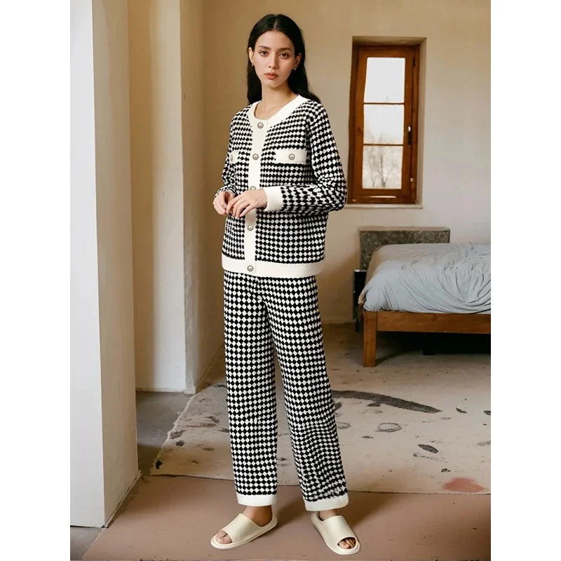 

Женский пижамный комплект, одежда для сна, ночная рубашка, осенне-зимняя пижама для сна, женский пижамный комплект с длинными рукавами, домашняя одежда, кардиган и брюки