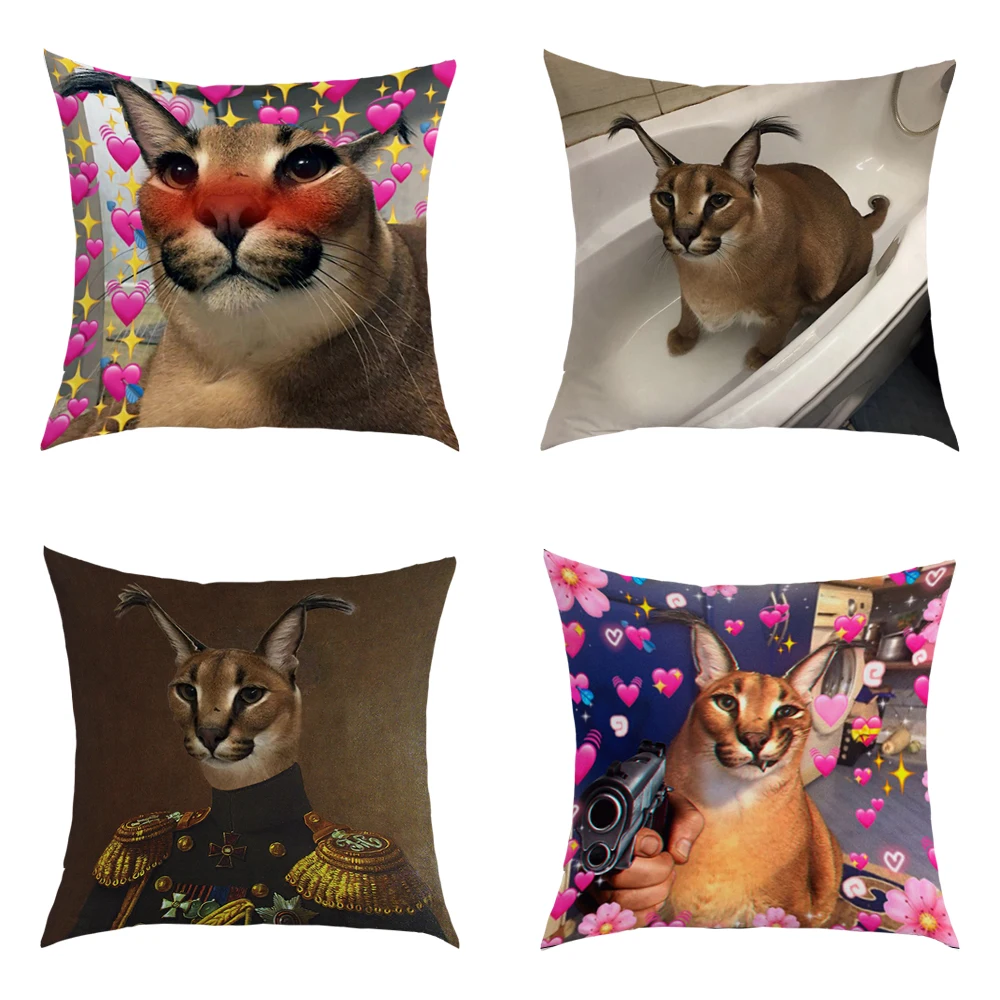 

Cute Funny Pillowcase Short Plush Cushion Cover Kawaii Cat Living Room Sofa Decoration