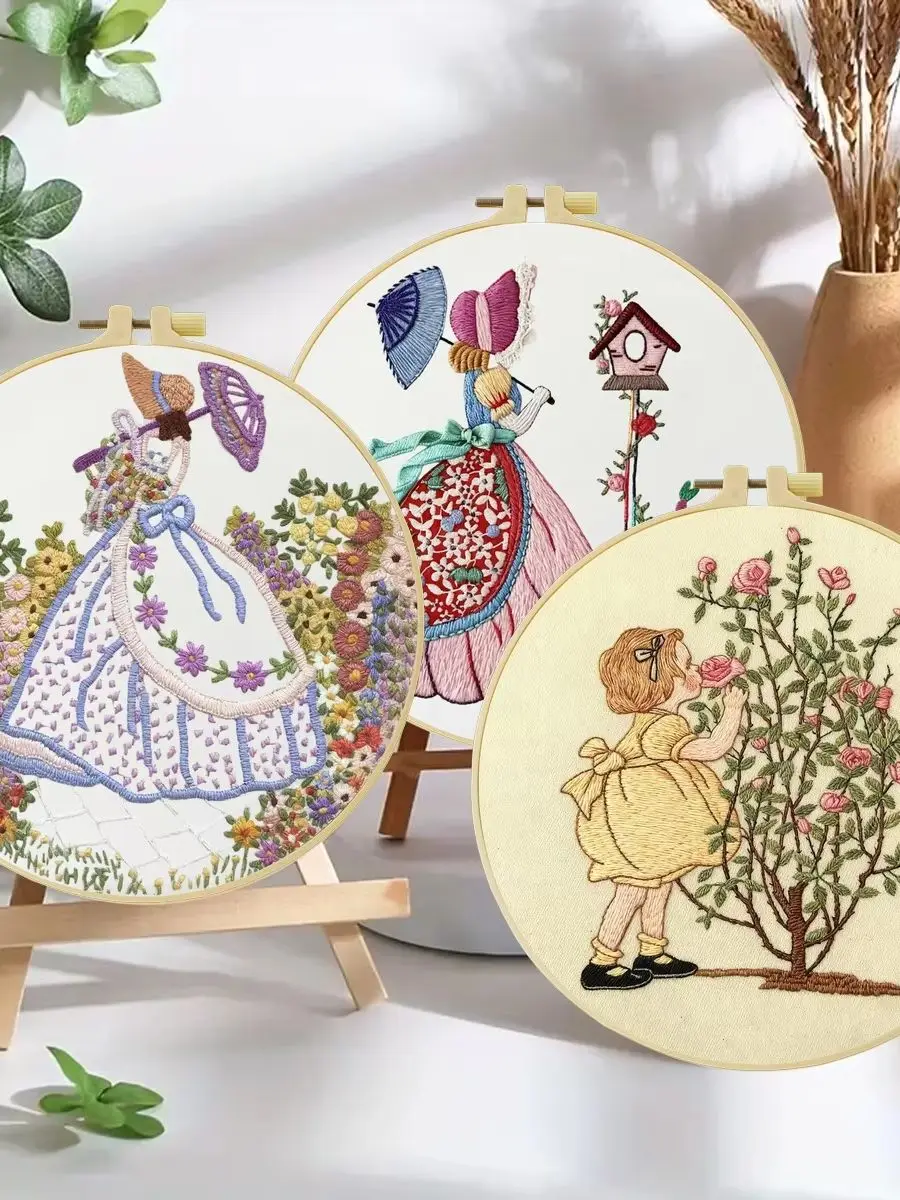 3-teiliges DIY-Stickmaterial-Set für Anfänger, inklusive Nadeln, Fäden, Stick-Starter-Kit, Kreuzstich-Kunst als Geschenk – Detail 1