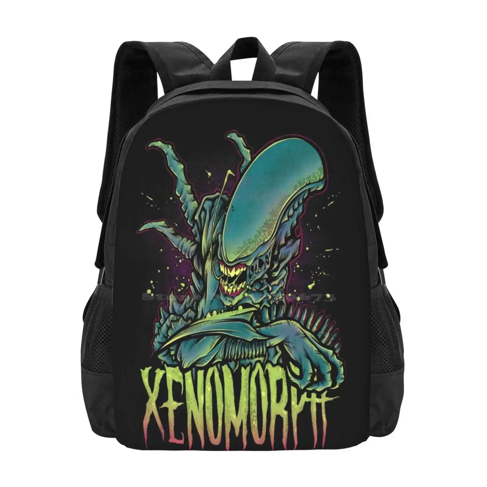 Beware The Xenomorph Hot Sale Schoolbag Backpack Fashion Bags Xenomorph Aliens Prometheus Facehugger Alienday Hrgiger Horror