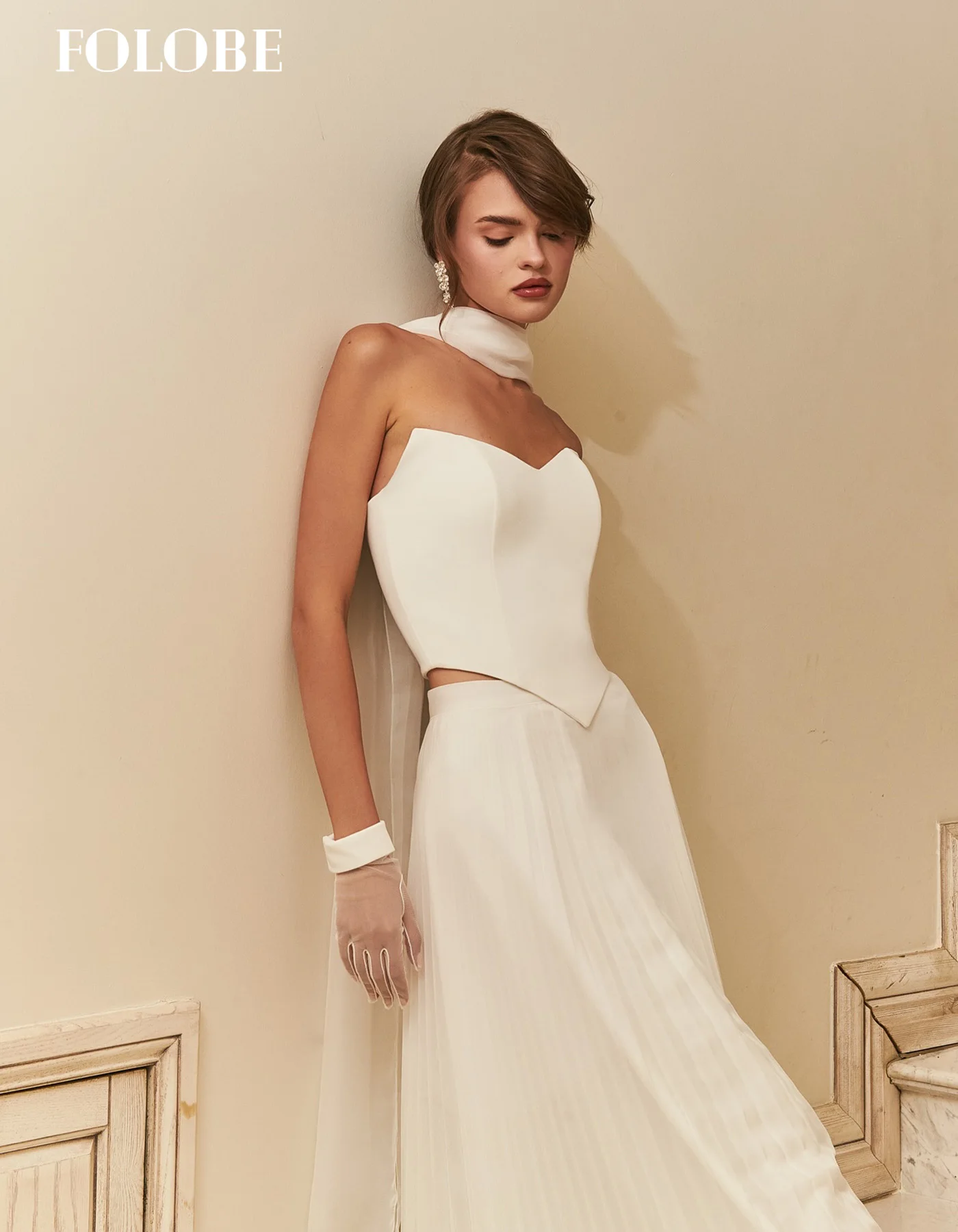 FOLOBE Sweetheart Elegant with Sleeveless A-Line Scarf Bridal Ball Gown Wedding Party Dresses Bride vestidos de noche Customized