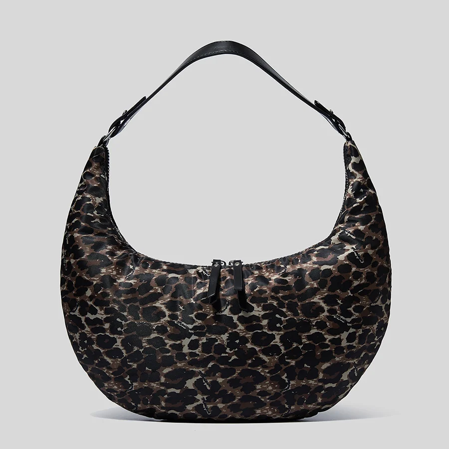 Down Underarm Women\'s Leopard Print Candy Color Crescent Air Cushion Autumn And Winter New Single Shoulder Fast Bag