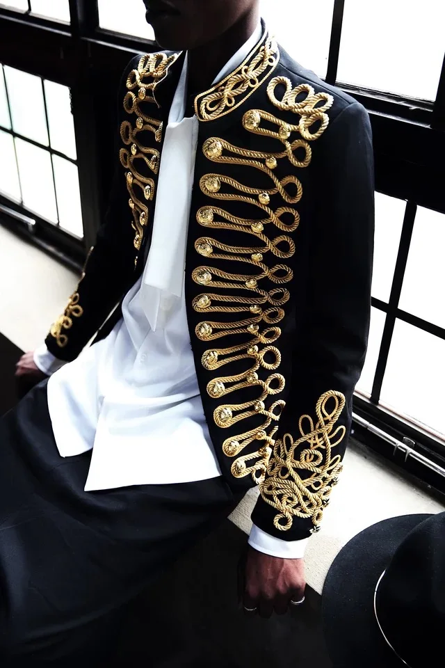 

Broque Vintage Royal Stylish Man Jacket Live Show Costumes Cosplay Embroidery Private Party Harajuku