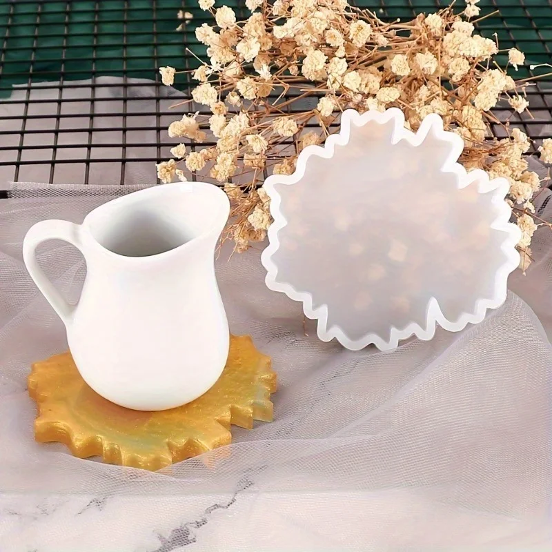 1pc Irregular Coaster Resin Casting Mold Mirror Resin Bowl Cups Mats for DIY Coasters Making