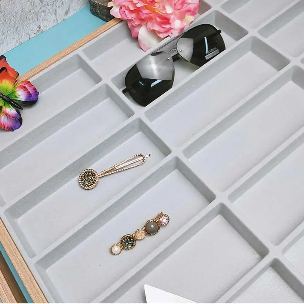 Neue 12 Gitter Walnuss Holz Brille Lager regal Sonnenbrille Display Tablett Samt Brillen Brillen Lagerung Organizer Boxen – Detail 4