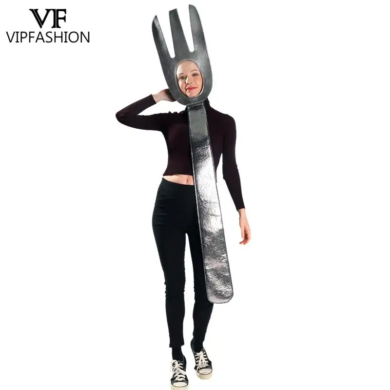 VIP FASHION Fork and Spoon Knives Cosplay Costume Carnival Disguise Suit Food Party Couple Jumpsuit Holiday Performance Outfit