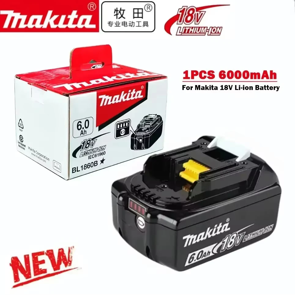 

Оригинальный литий-ионный аккумулятор Makita 18В 6.0Ач, сменный аккумулятор 18В 6000мАч, замена для BL1860 BL1850 BL1860B