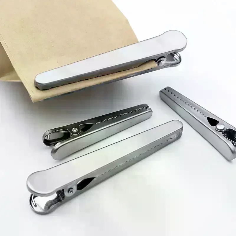 3/6/12pcs Stainless Steel Clips, Multi-Purpose Food Storage Bag Clips, Reusable Kitchen Alligator Clip Office Binding