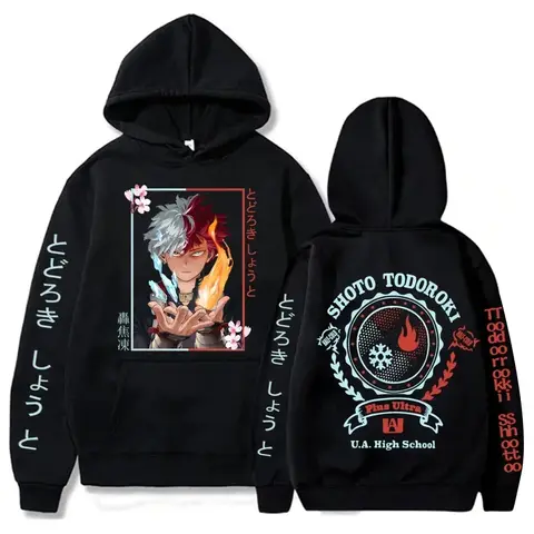 Anime My Hero Academia Todoroki Shoto Cool sudaderas con capucha mujeres UA High School Harajuku estética Y2k invierno cálido sudaderas con capucha