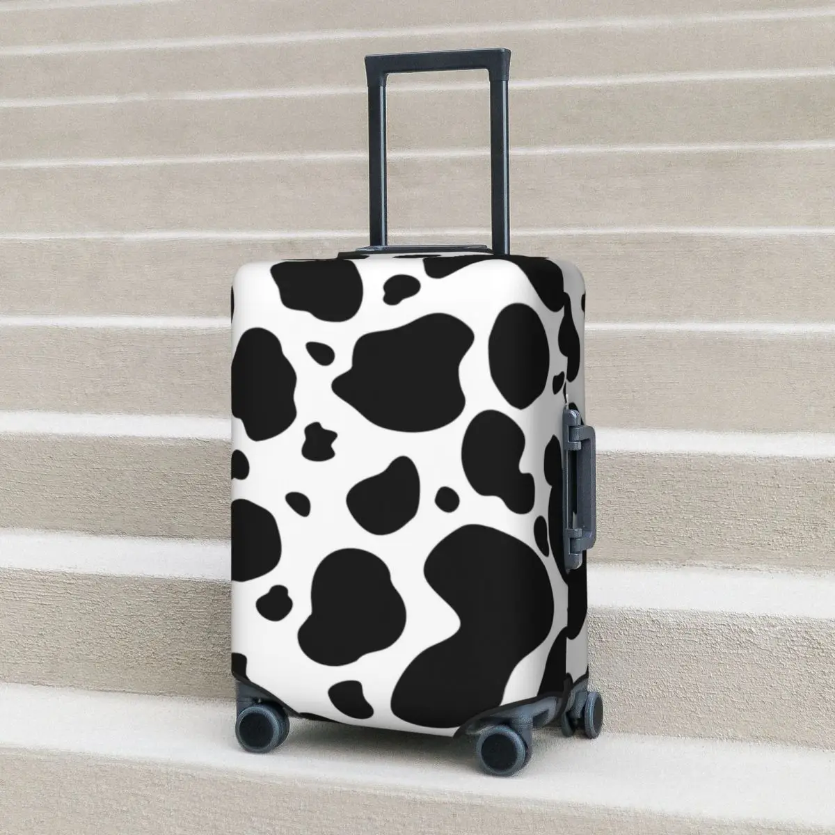 Black And White Cow Print Suitcase Cover Vacation Cow Spots Pattern Fun Luggage Case Travel Protector