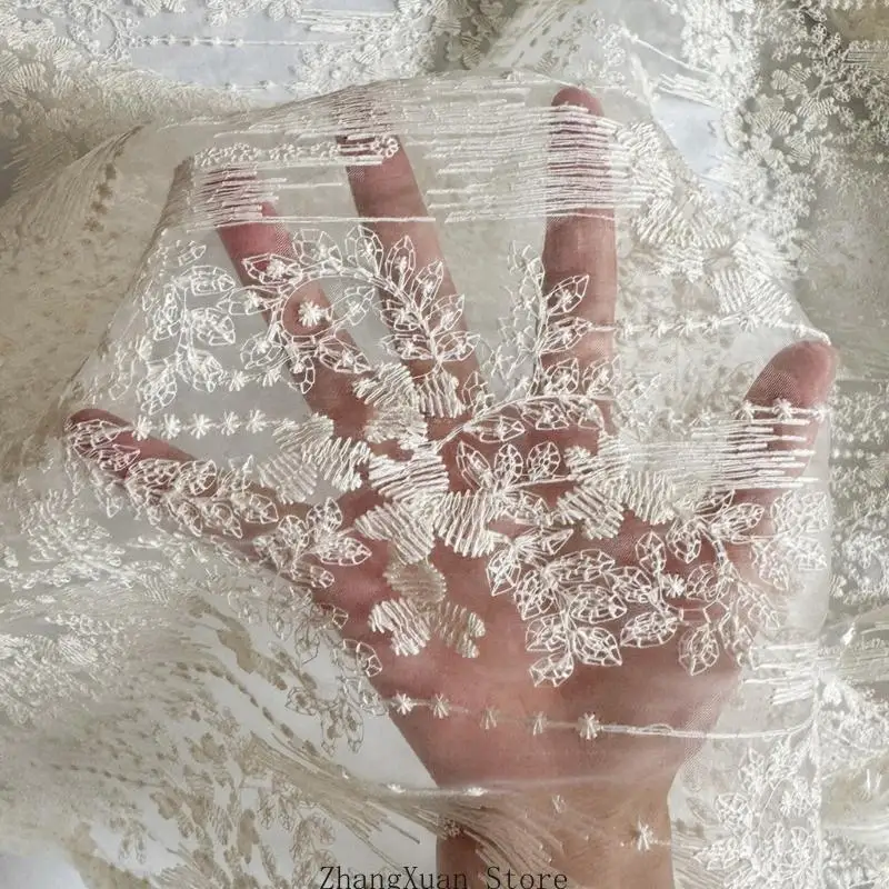 Schlafzimmer-Vorhang-Set, bestickte, transparente Bahnen für ruhige Privatsphäre, 3 x – Detail 2