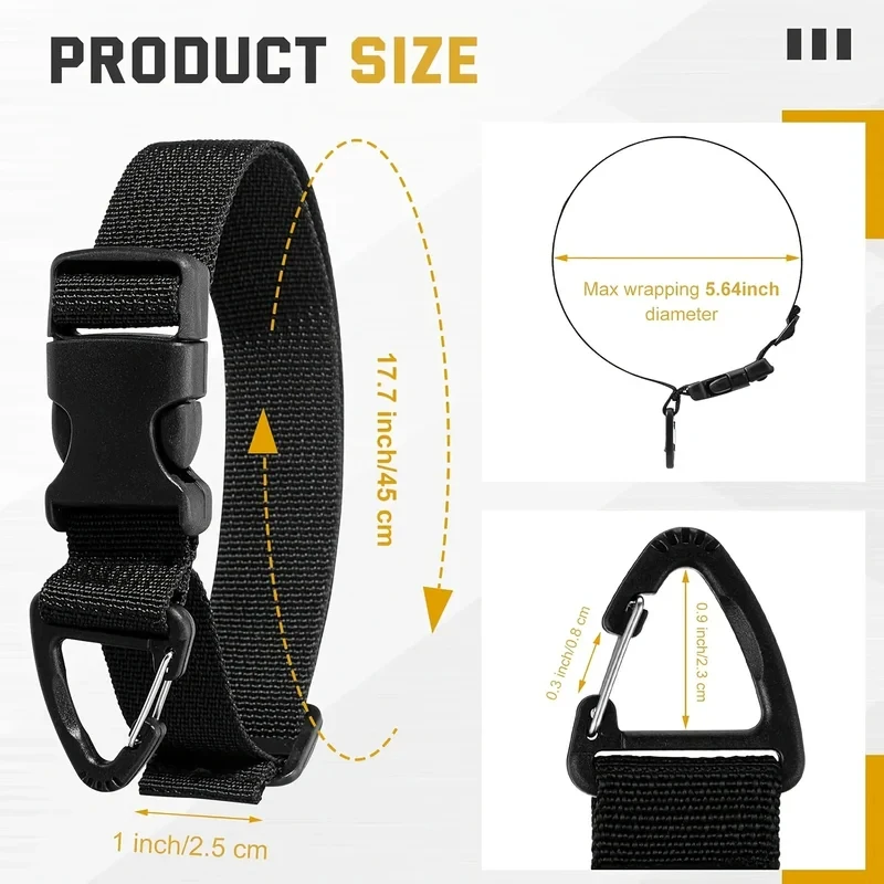 45cm Black Adjustable Extension Cord Organizer Heavy-Duty 3-Axis Buckle Storage Strap for Workshop Garage Cable Management