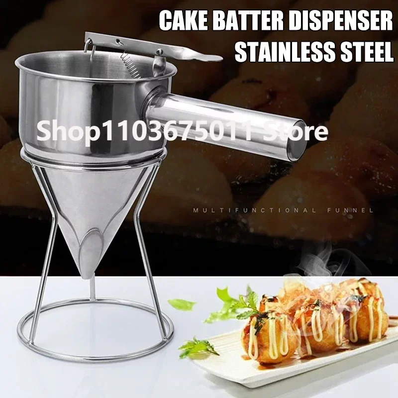 

Baking Tools Takoyaki Stainless Steel Funnel Dispenser with Holder Octopus Balls Batter Baker Cooking Tool Kitchen Accessories