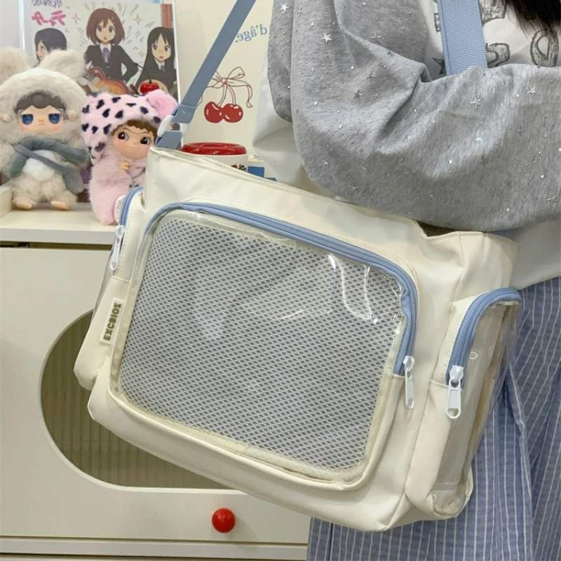 

Stylish College Texture Simple Shoulder Bags Women Transparent Crossbody Bags Large Capacity Simple Versatile Messenger Ita Bag