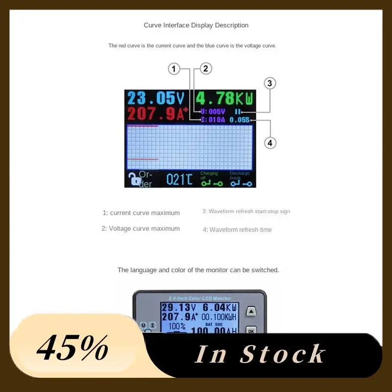 Новый 120 В 300A VAC8810F 2,4-дюймовый цветной ЖК-дисплей Беспроводной тестер емкости аккумулятора Кулонометр Ток Напряжение Измеритель мощности Детектор