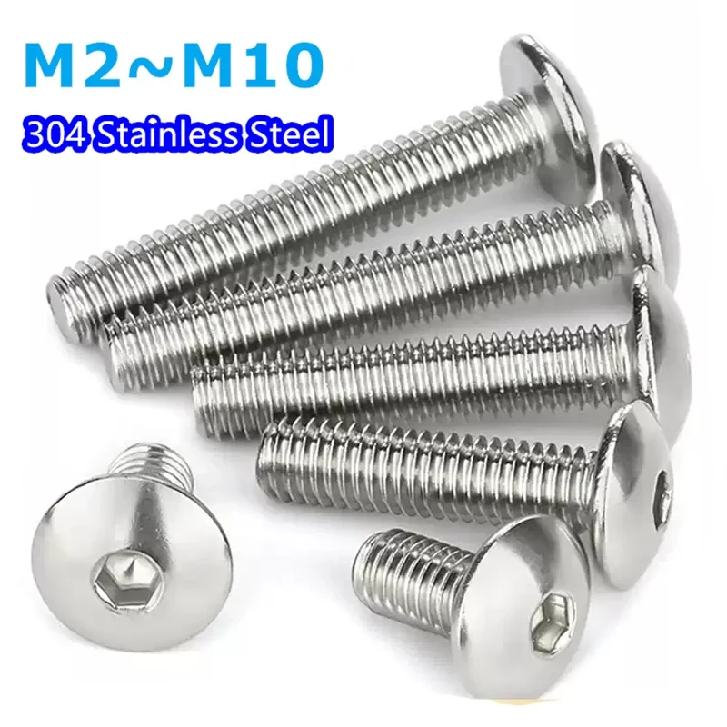 

M2 M2.5 M3 M4 M5 M6 M8 M10 304 A2-70 304 Stainless Steel Hexagon Round Hex Socket Head Button Allen Bolt