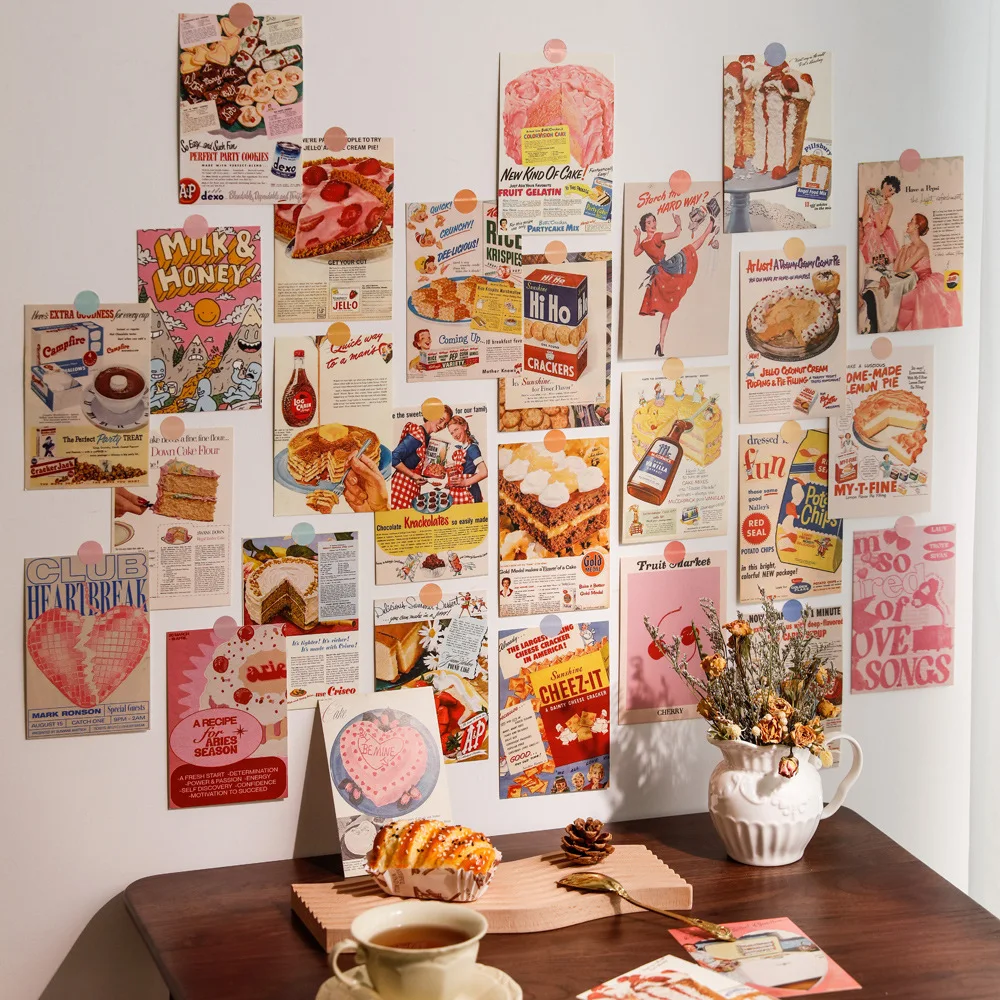 30 pieces of Retro Style Memories Series, Decorative Card Walls, Bedroom Background Walls, Photo Frames, Paintings, Wall Sticker
