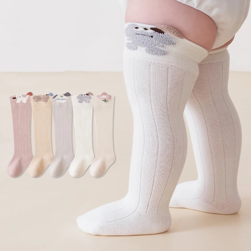 Baby Knee High Socks Cartoon Animal Soft Cotton Long Newborn Socks Anti‑fall Socks For Newborn Infant Toddler 0‑12M
