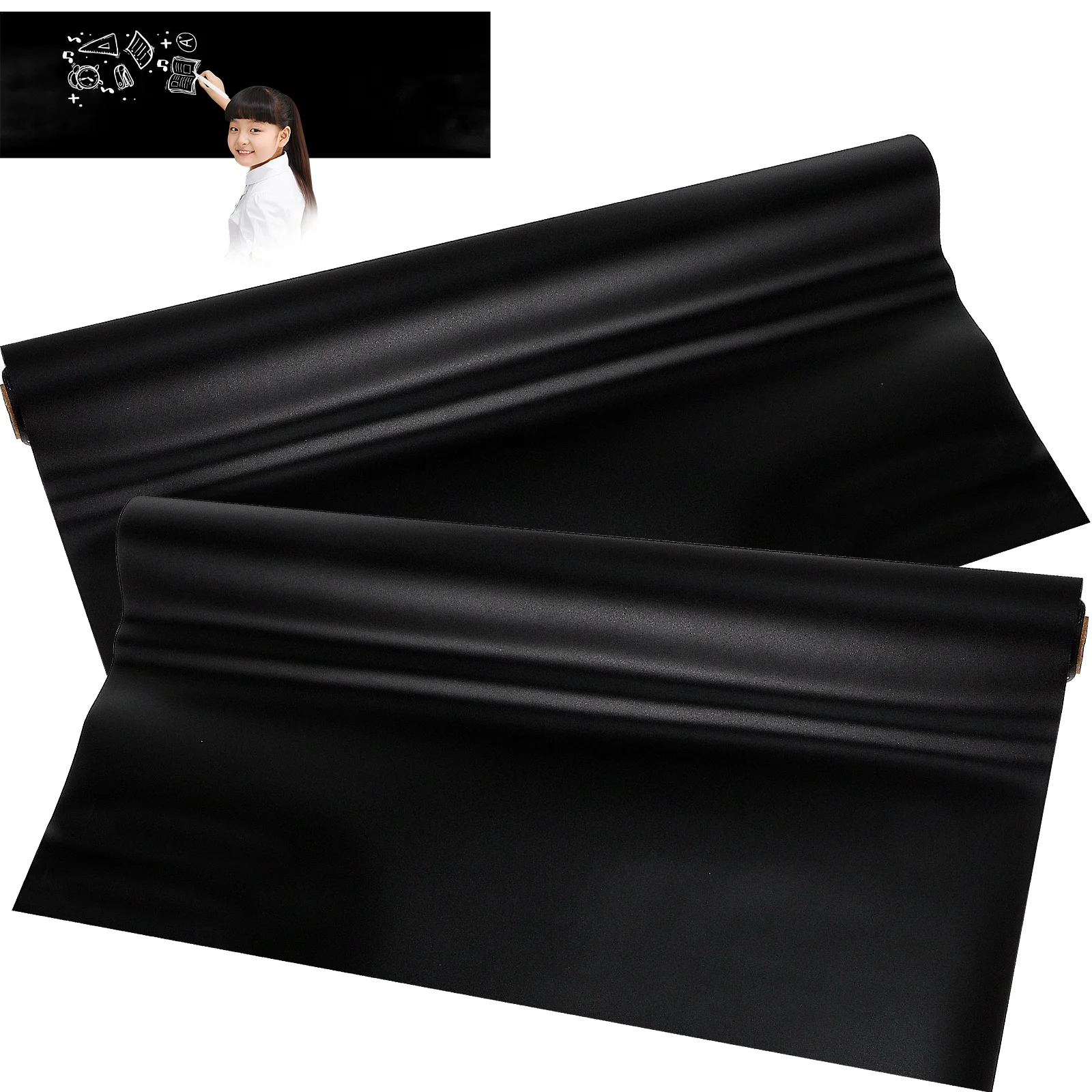 

2Pcs Self-Adhesive Blackboard Sticker Chalkboard Film for Office School Home Kitchen Message Reminder Use Blackboard Sticker
